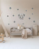 Snow Leopard With Paw Prints Fabric Wall Decals