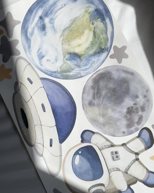 Space Wall Decals - Rockets, Planet, Moon, Stars