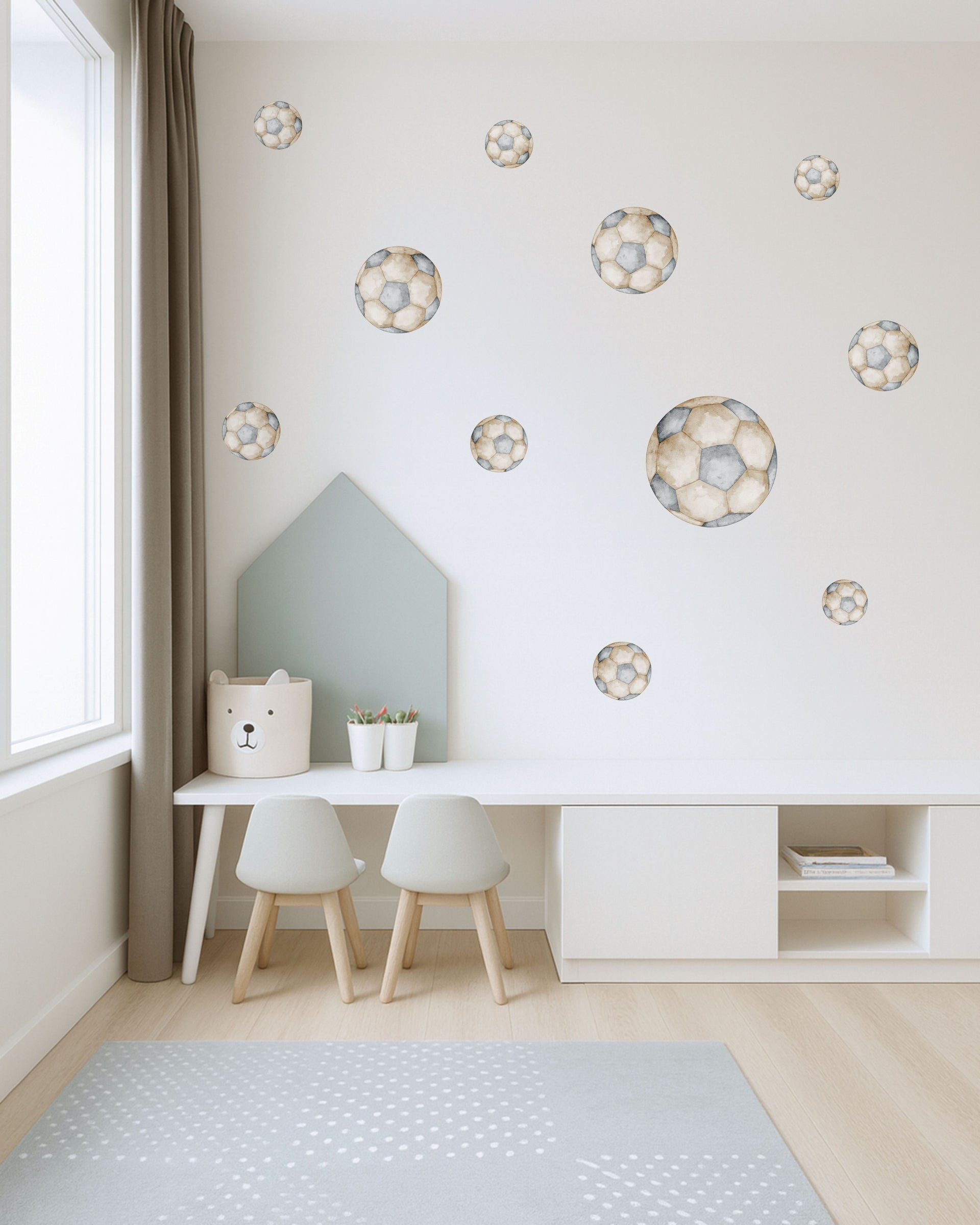 Watercolor Soccer Ball Fabric Wall Decals