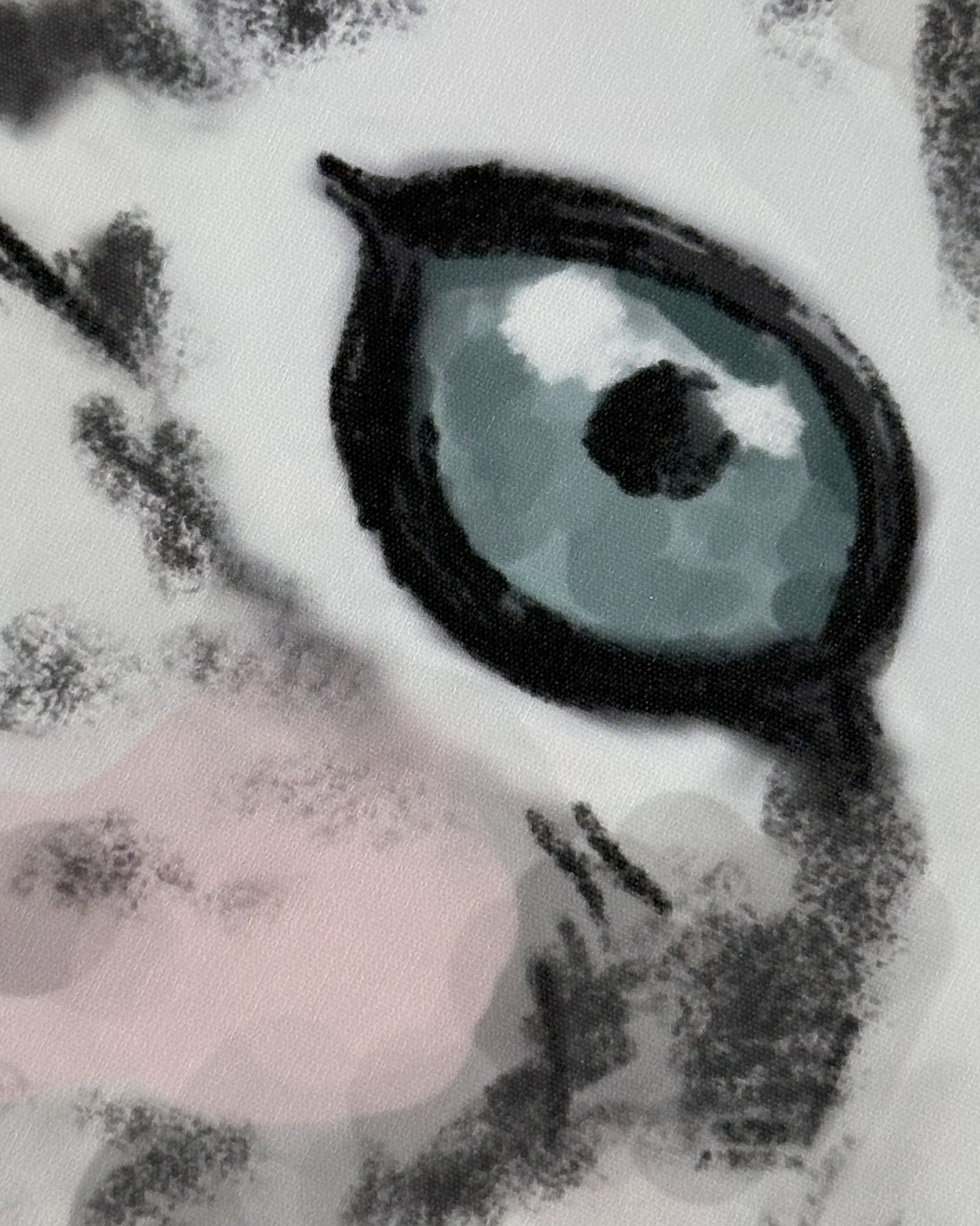 Snow Leopard With Paw Prints Fabric Wall Decals