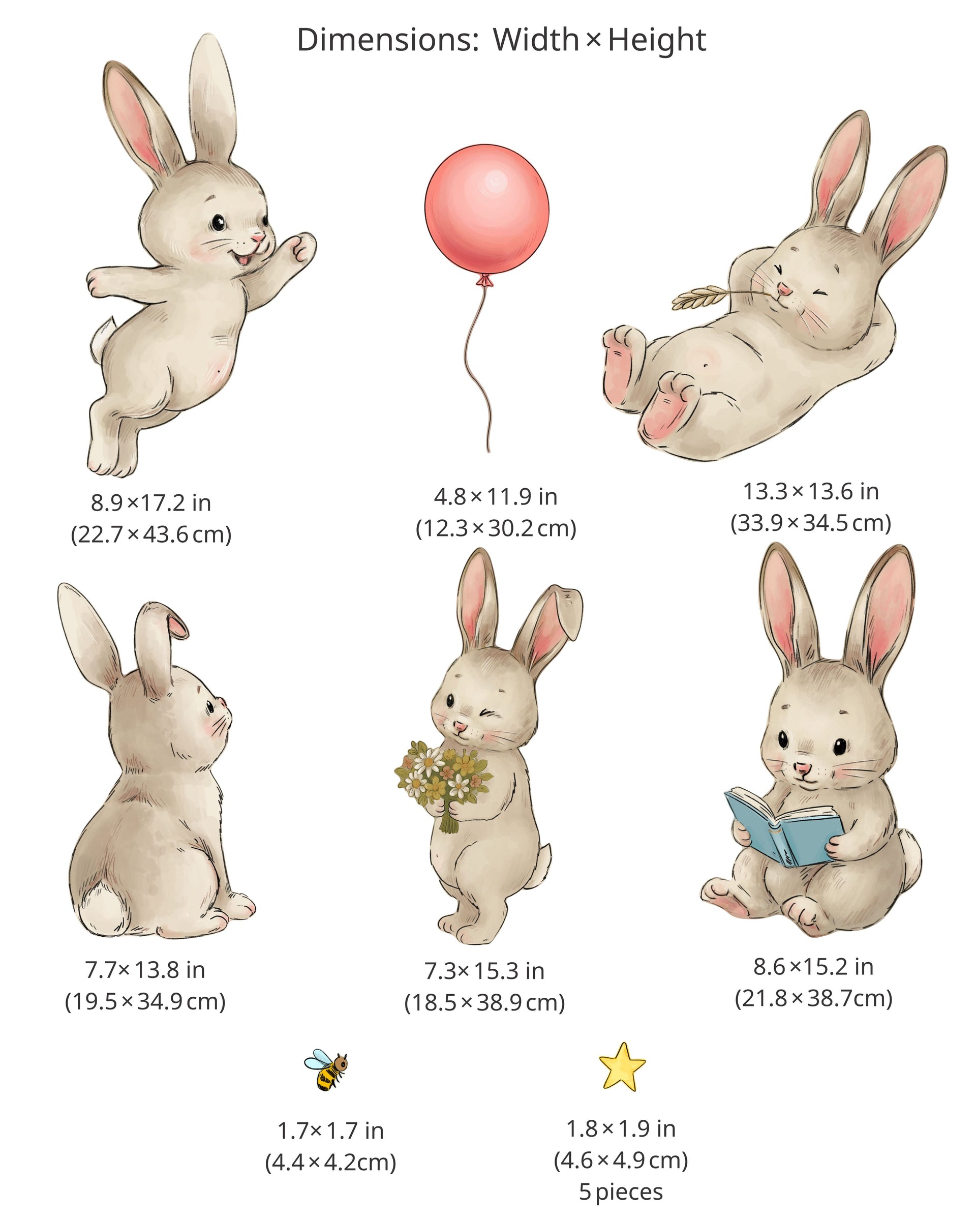 Bunny Friends Fabric Wall Decals