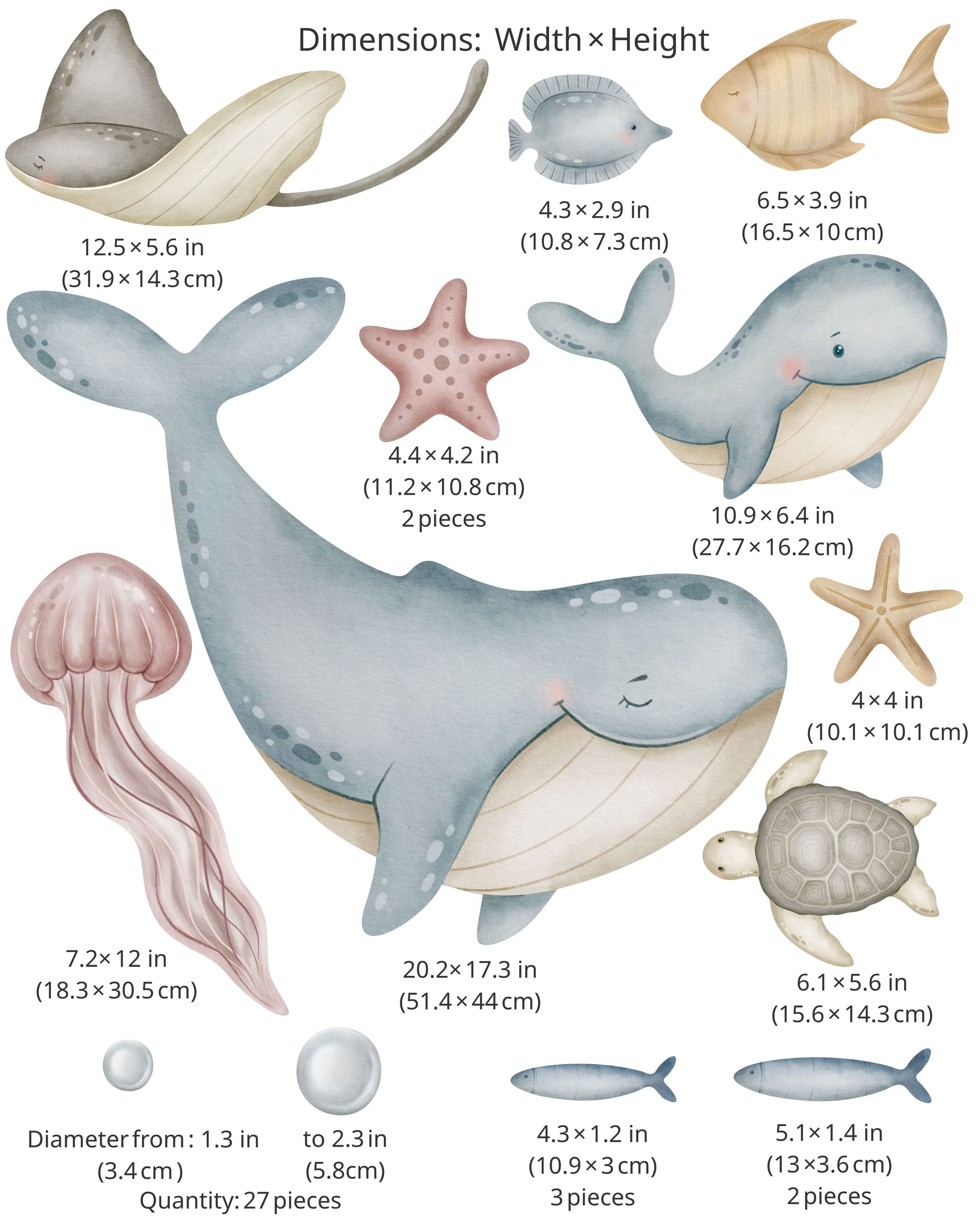 Ocean Fabric Wall Decals