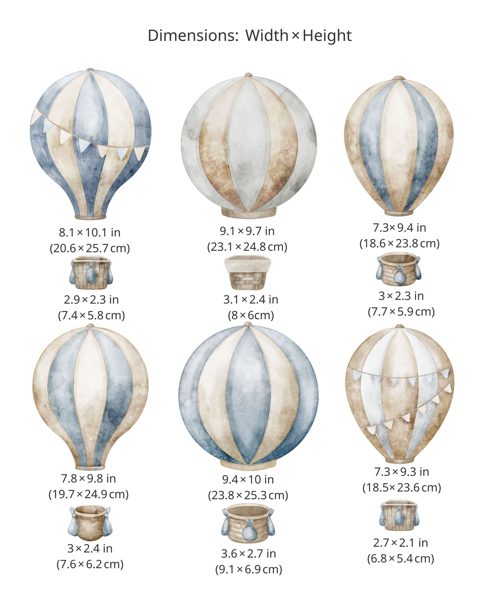 Hot Air Balloon Fabric Wall Decals