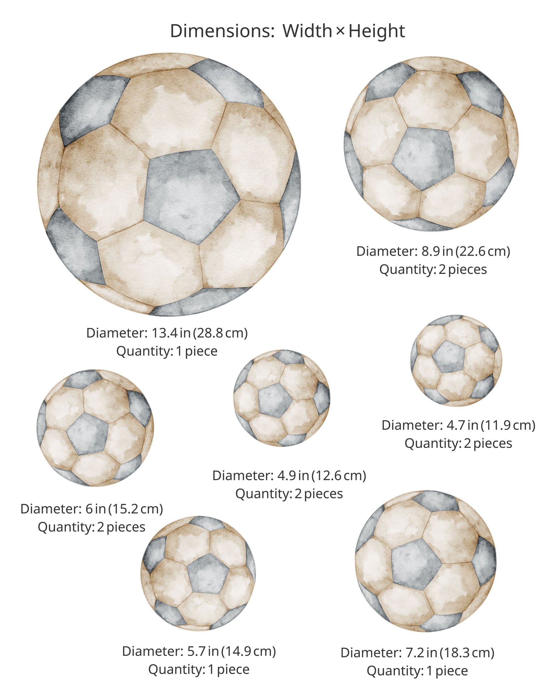 Watercolor Soccer Ball Fabric Wall Decals