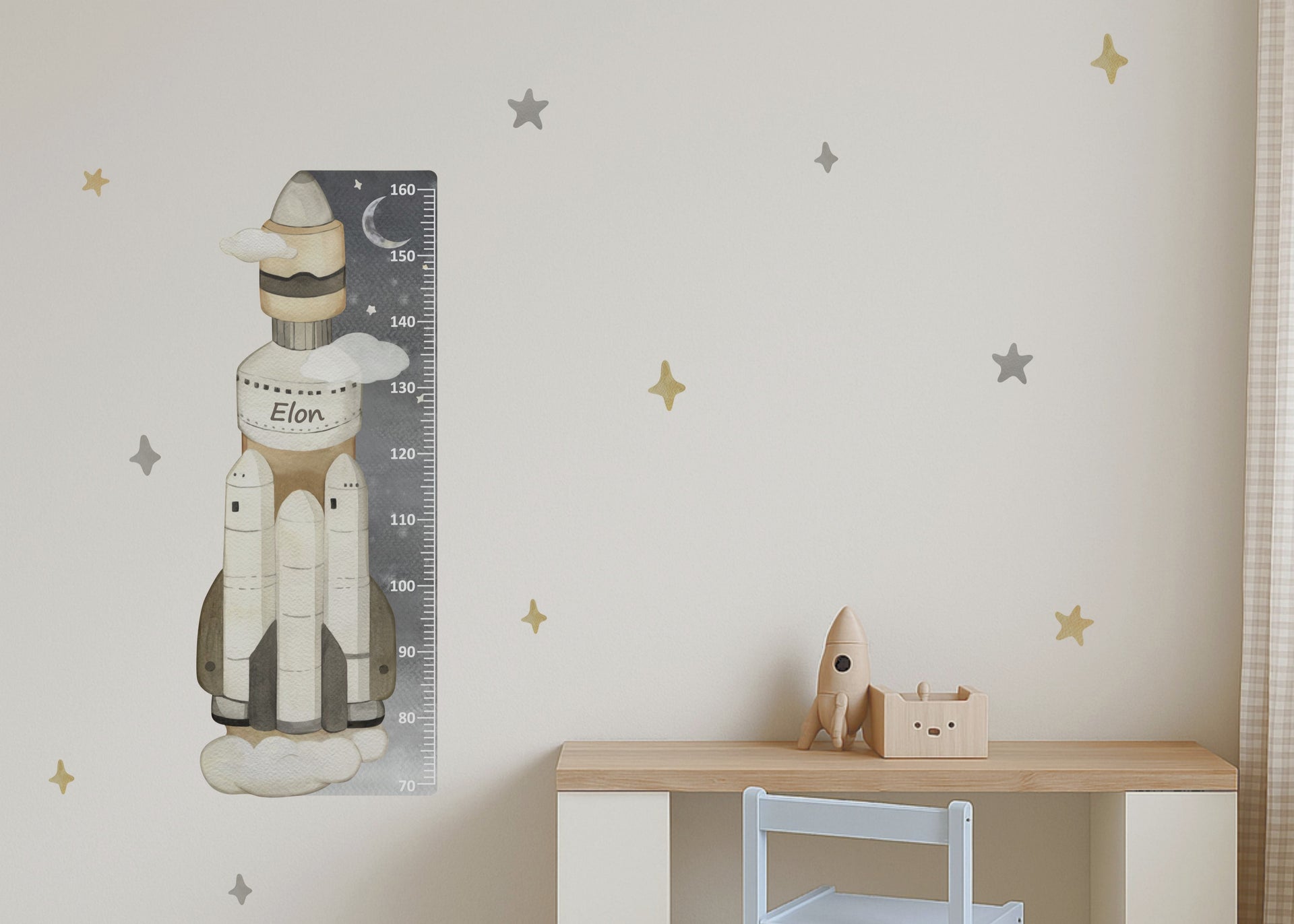 Space Growth Chart Fabric Wall Decals - Rocket