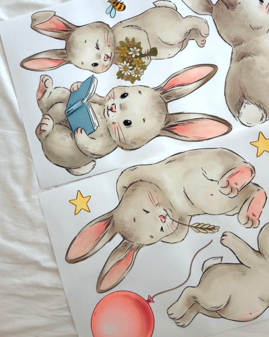 Bunny Friends Fabric Wall Decals