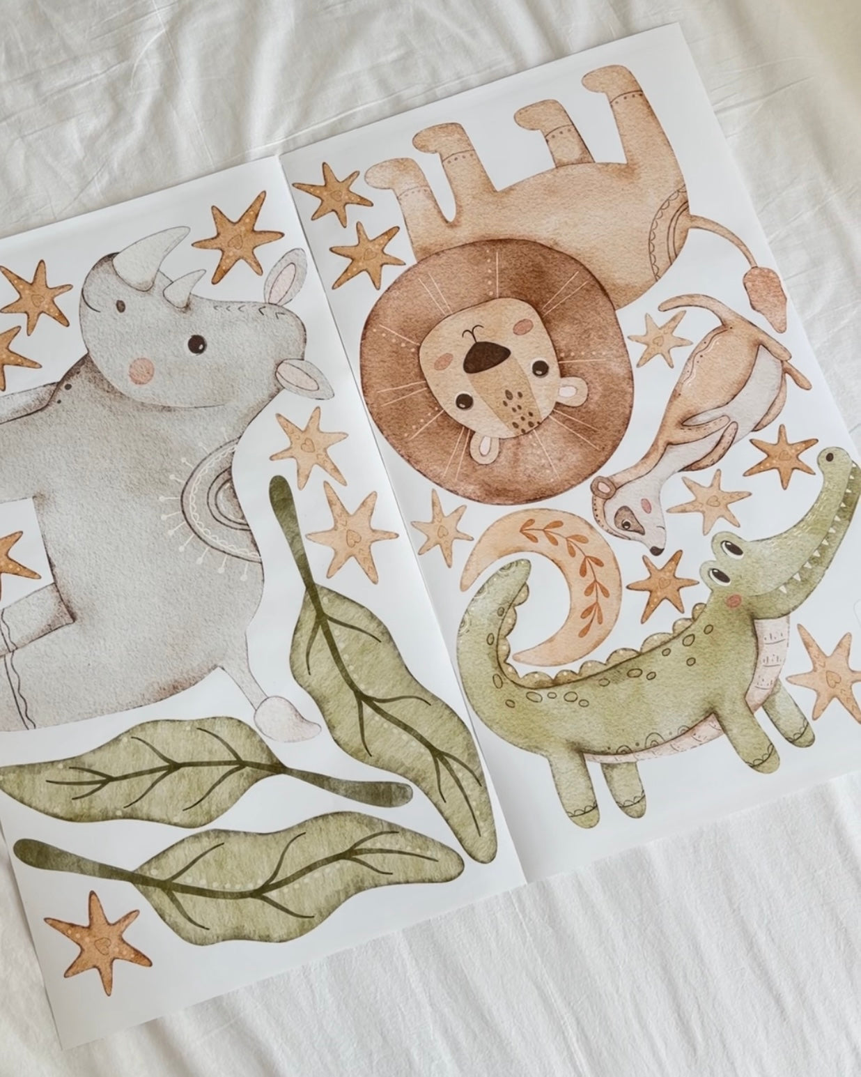 Safari Fabric Wall Decals for Kids – Lion, Crocodile, Meerkat & Rhino Wall Stickers