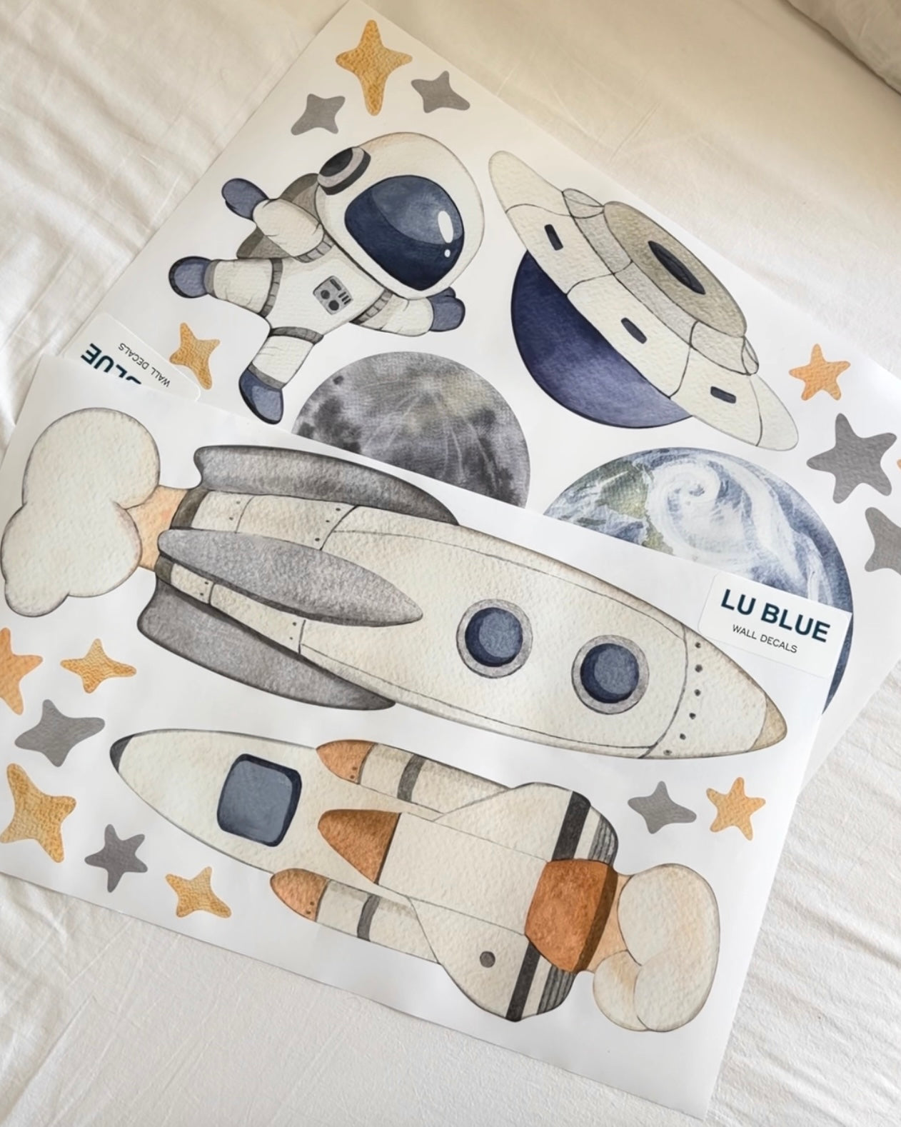 Space Fabric Wall Decals for Nursery | Rockets, Planets & Stars Wall Stickers