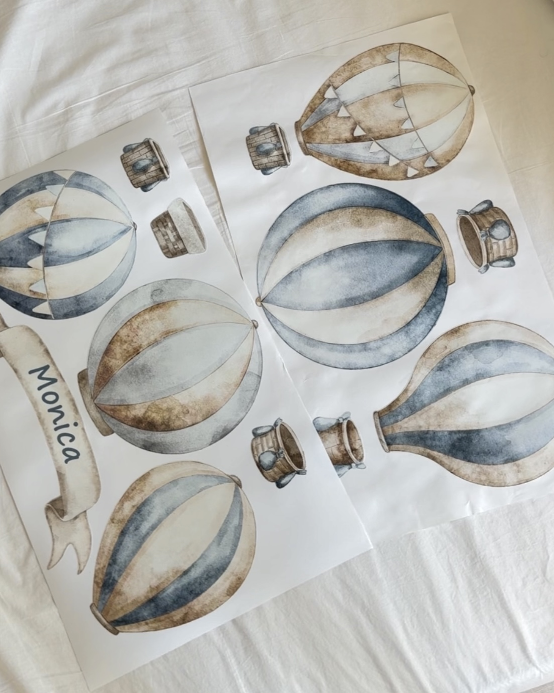 Hot Air Balloon Fabric Wall Decals for Nursery | Wall Stickers with Name Option