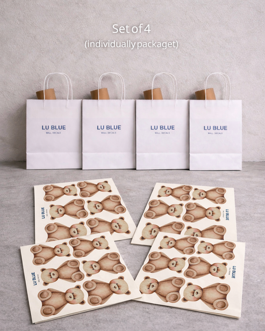 Teddy Bear Party Favors for Kids | Fabric Wall Decals Gift Set 4 | Nursery