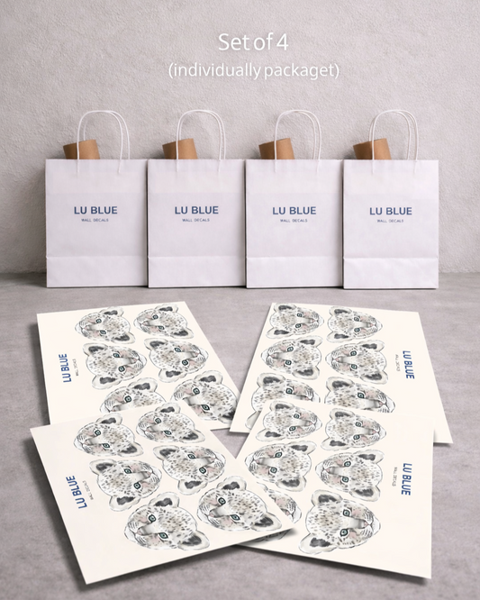 Snow Leopard Party Favors for Kids | Fabric Wall Decals Gift Set 4 | Safari Nursery