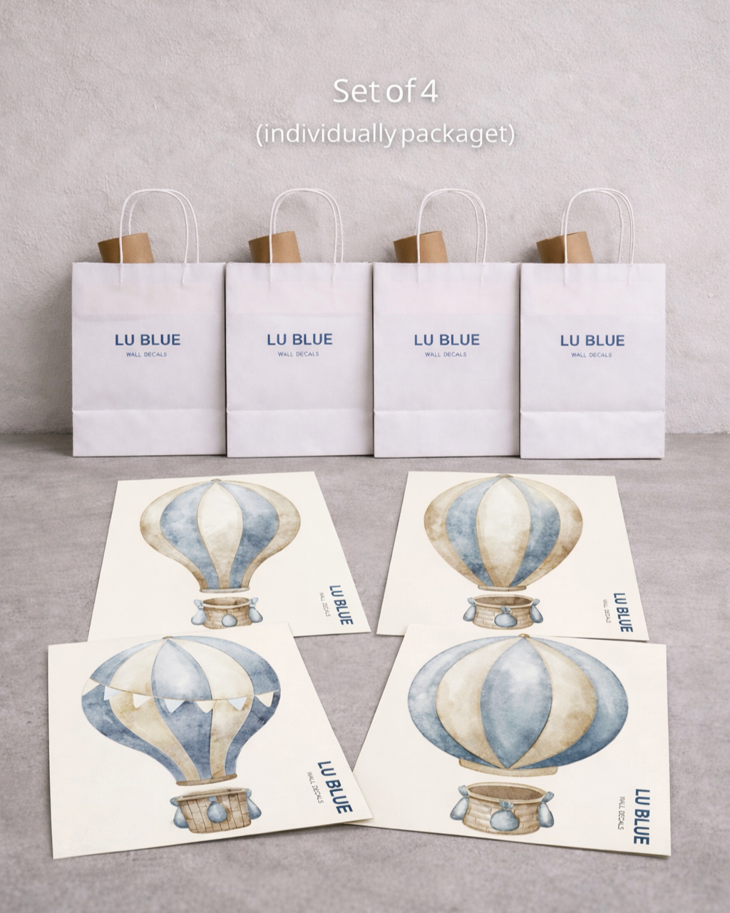 Hot Air Balloon Party Favors for Kids | Fabric Wall Decals Gift Set 4 | Nursery