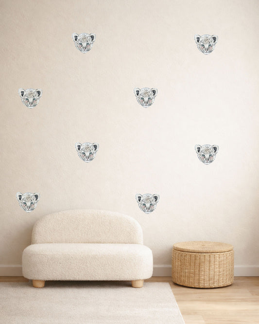 Snow Leopard Fabric Wall Decals for Nursery | Animal Wall Stickers with Name Option