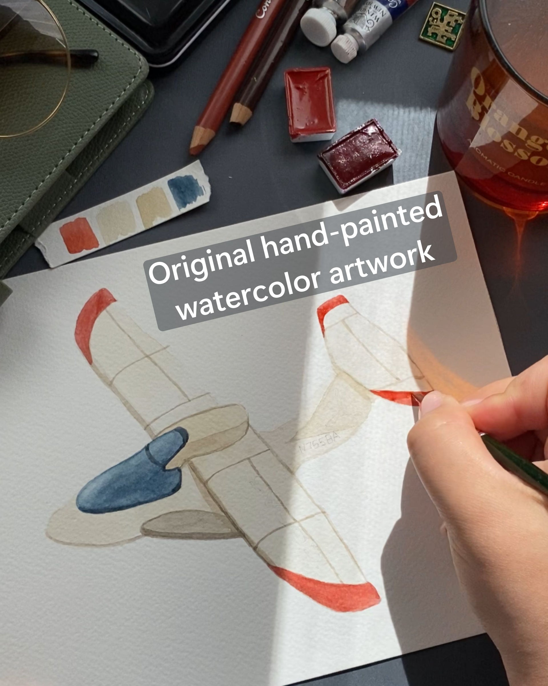 Airplane & Stars Fabric Wall Decals: Watercolor Nursery Decor, Reusable