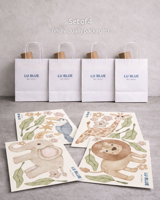 Safari Party Favors for Kids | Fabric Wall Decals Gift Set of 4 | Nursery Decor