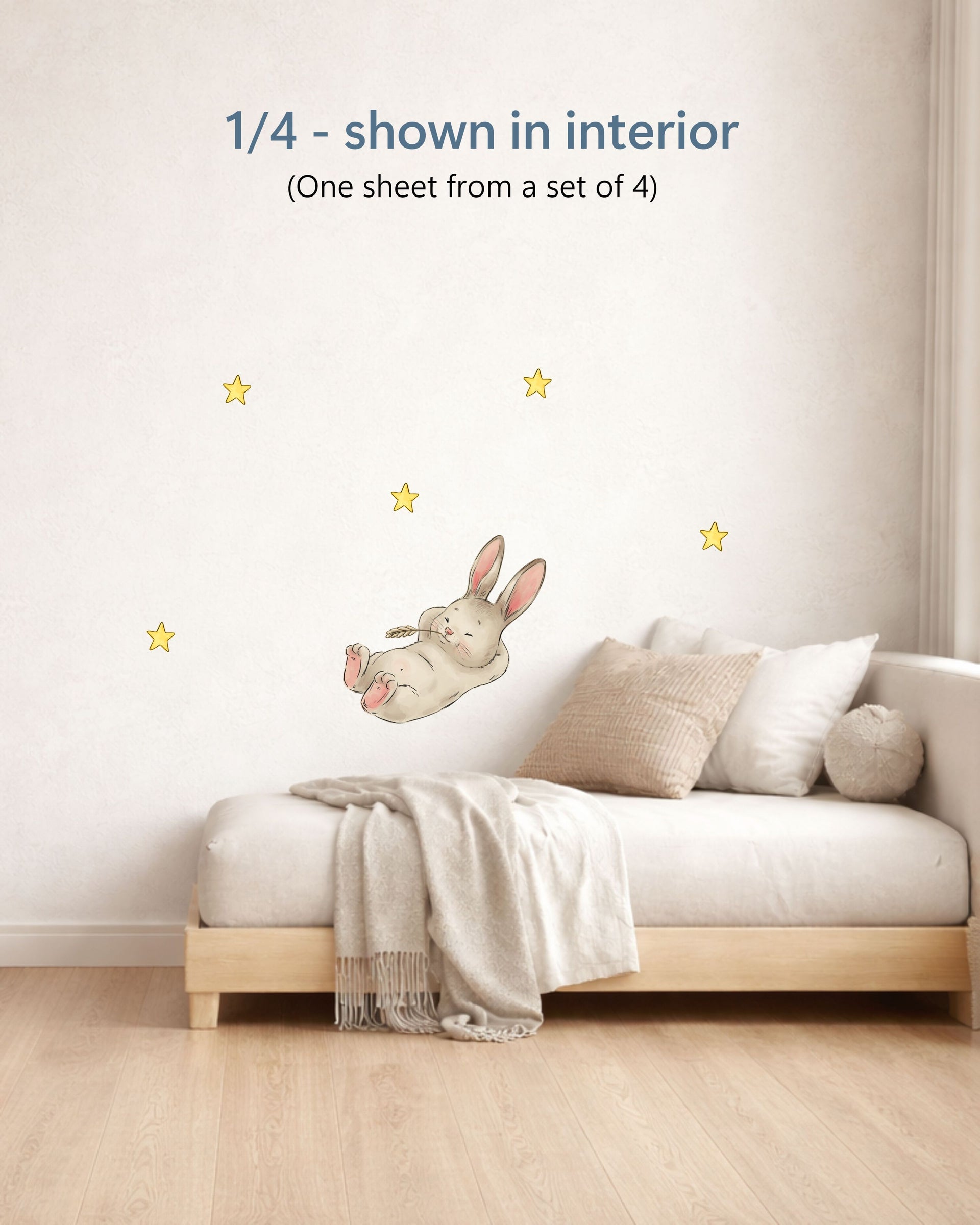 Bunny Party Favors for Kids | Fabric Wall Decals Gift Set of 4 | Nursery Decor