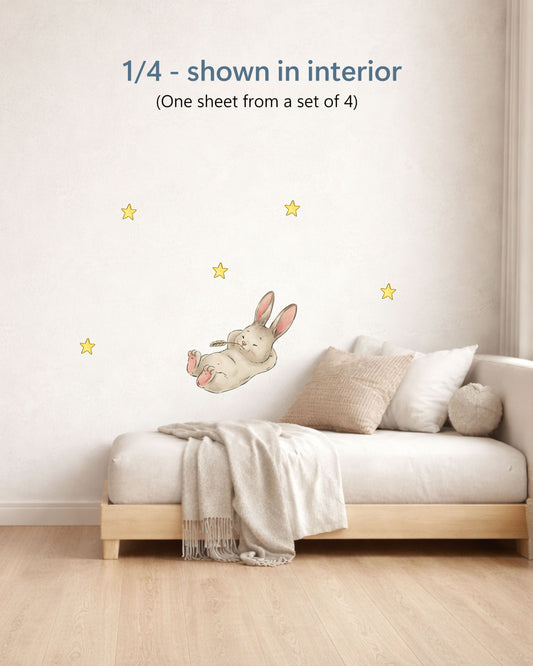 Bunny Party Favors for Kids | Fabric Wall Decals Gift Set of 4 | Nursery Decor