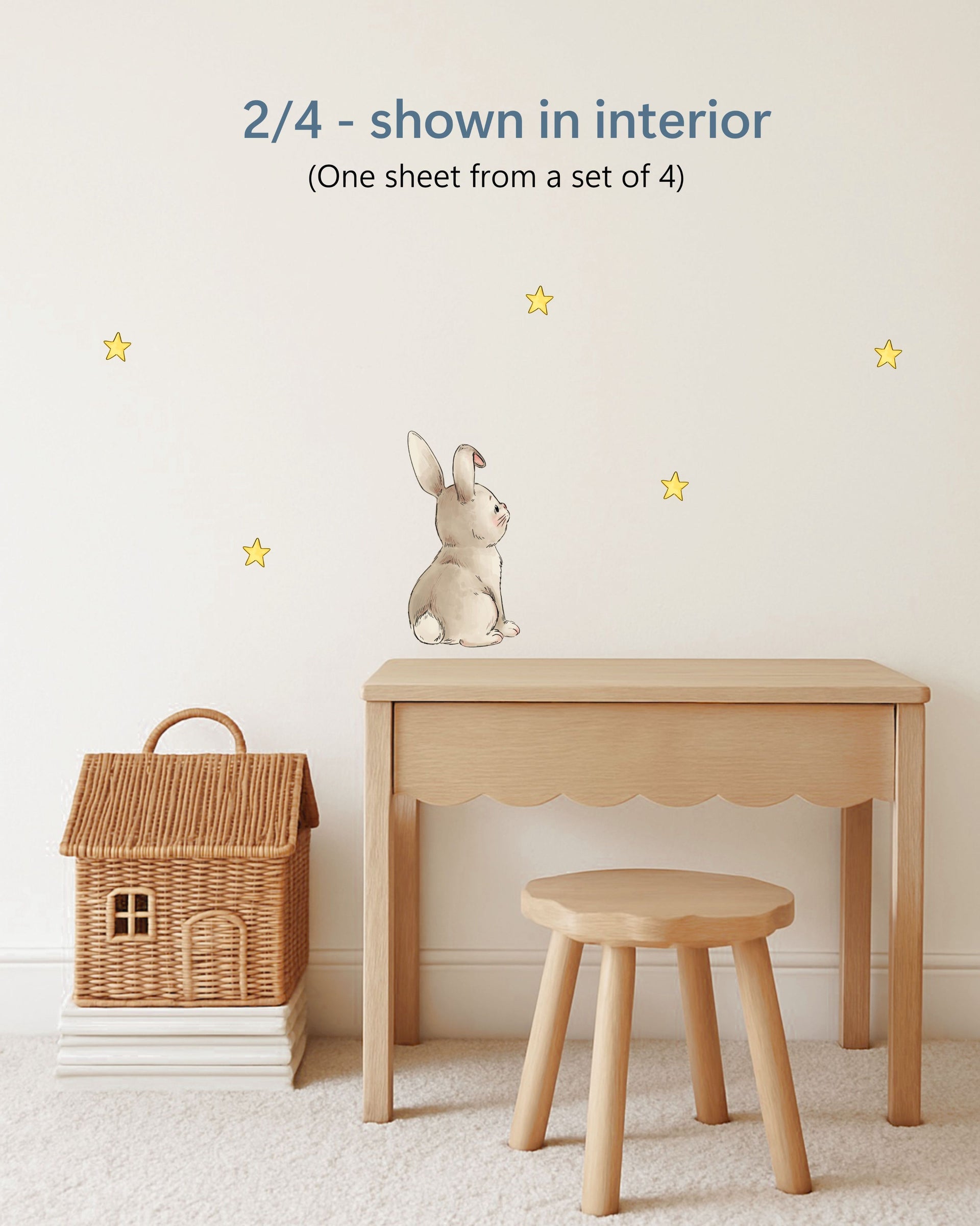 Bunny Party Favors for Kids | Fabric Wall Decals Gift Set of 4 | Nursery Decor