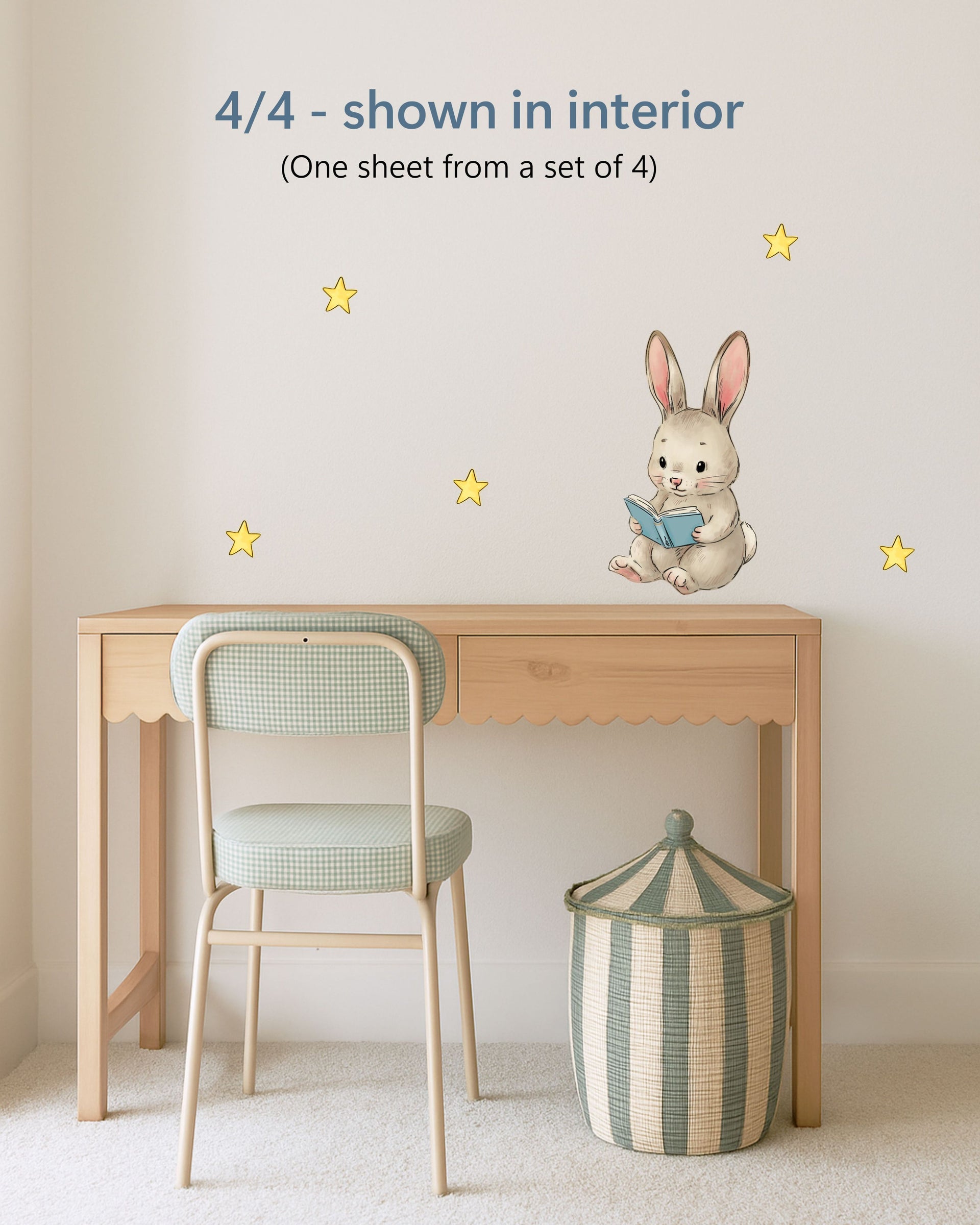 Bunny Party Favors for Kids | Fabric Wall Decals Gift Set of 4 | Nursery Decor