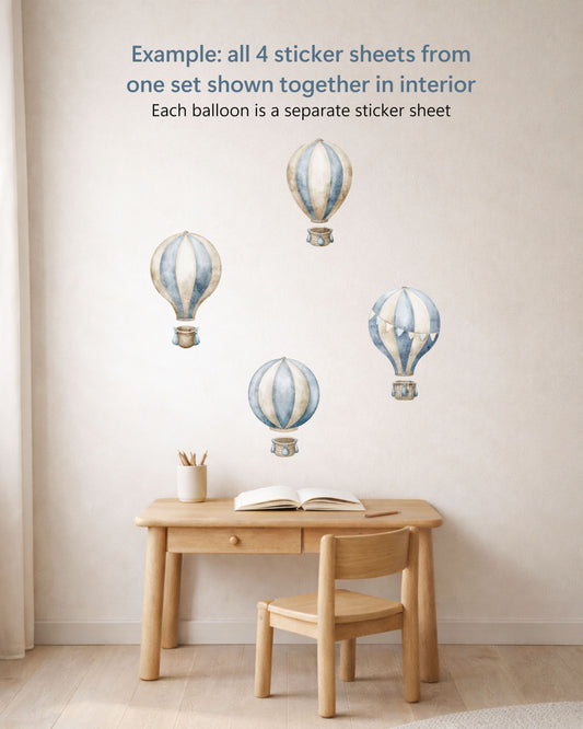 Hot Air Balloon Party Favors for Kids | Fabric Wall Decals Gift Set 4 | Nursery