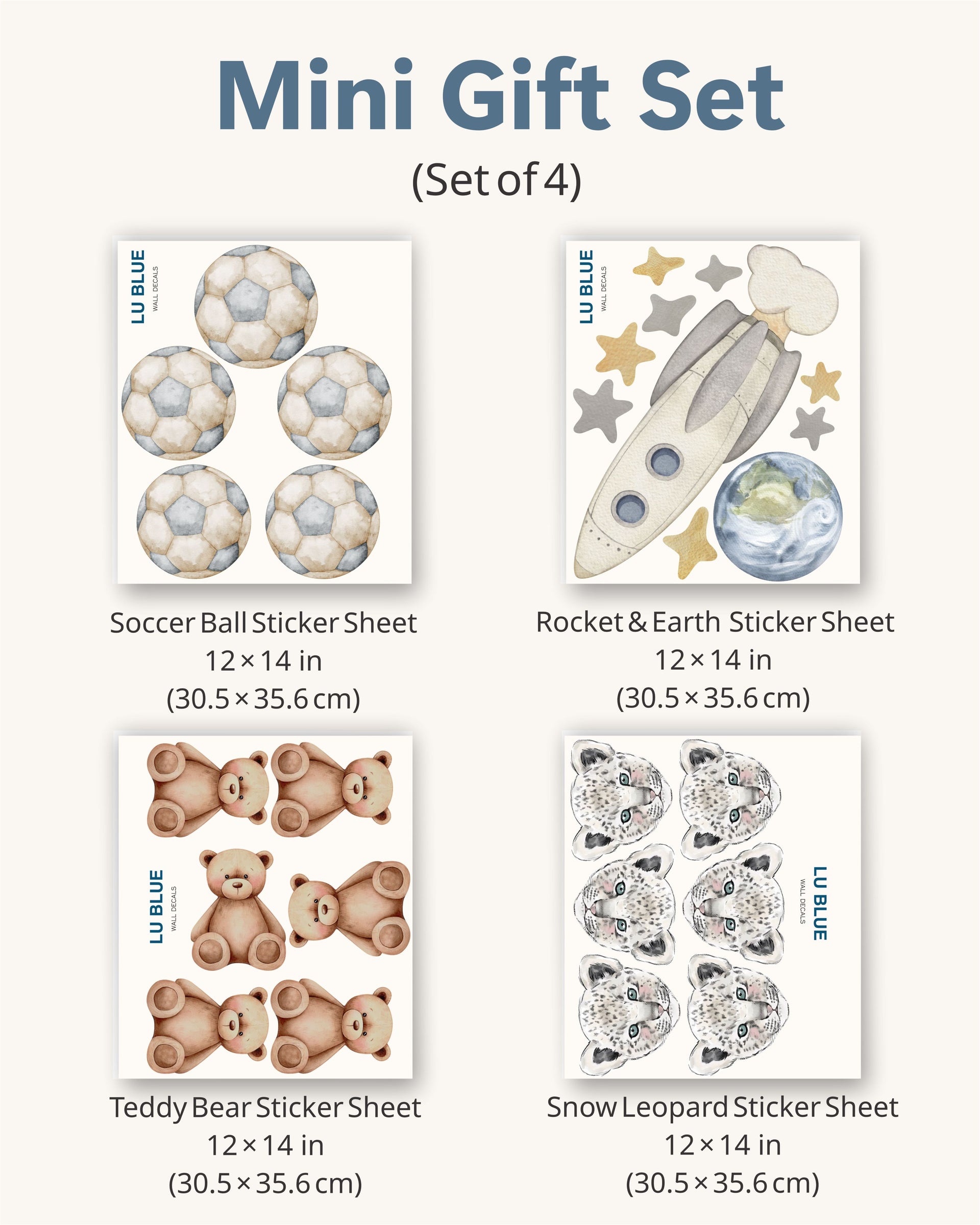 Kids Party Favors Gift Set | Fabric Wall Decals Set 4 | Nursery Playroom Decor