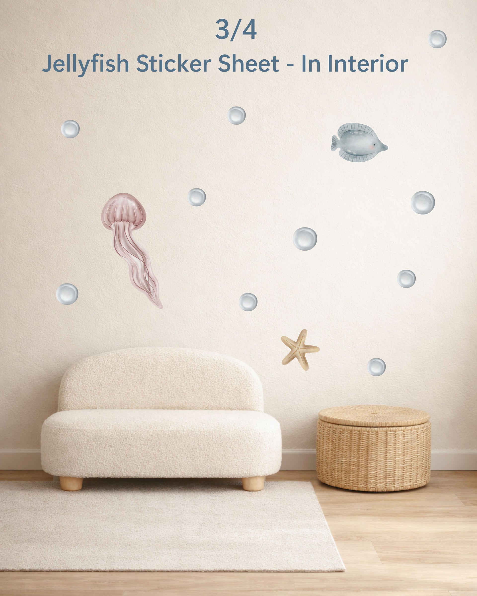 Ocean Party Favors for Kids | Fabric Wall Decals Gift Set of 4 | Nursery Decor