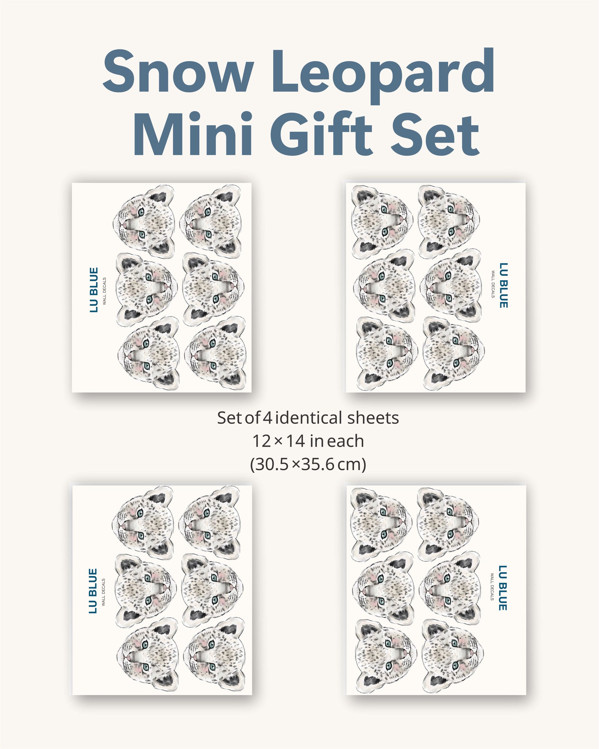 Snow Leopard Party Favors for Kids | Fabric Wall Decals Gift Set 4 | Safari Nursery