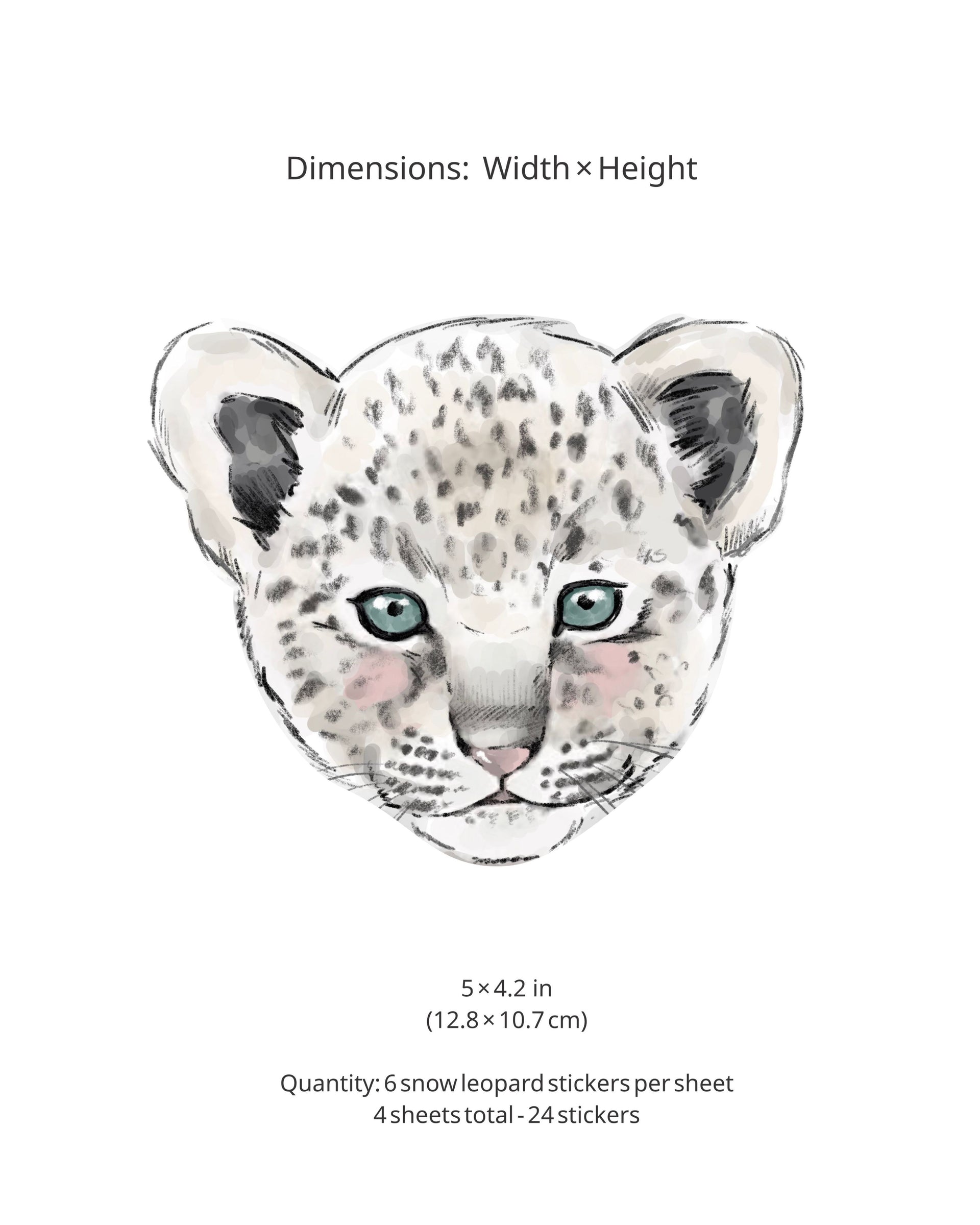 Snow Leopard Party Favors for Kids | Fabric Wall Decals Gift Set 4 | Safari Nursery