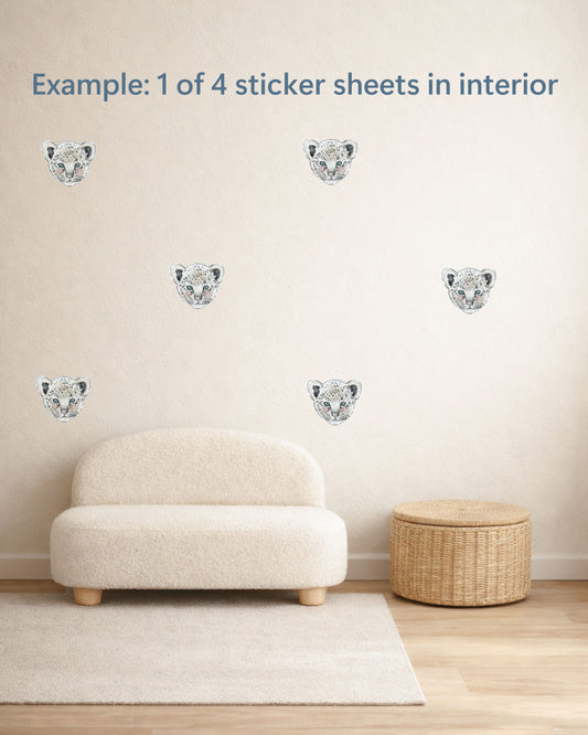 Snow Leopard Party Favors for Kids | Fabric Wall Decals Gift Set 4 | Safari Nursery