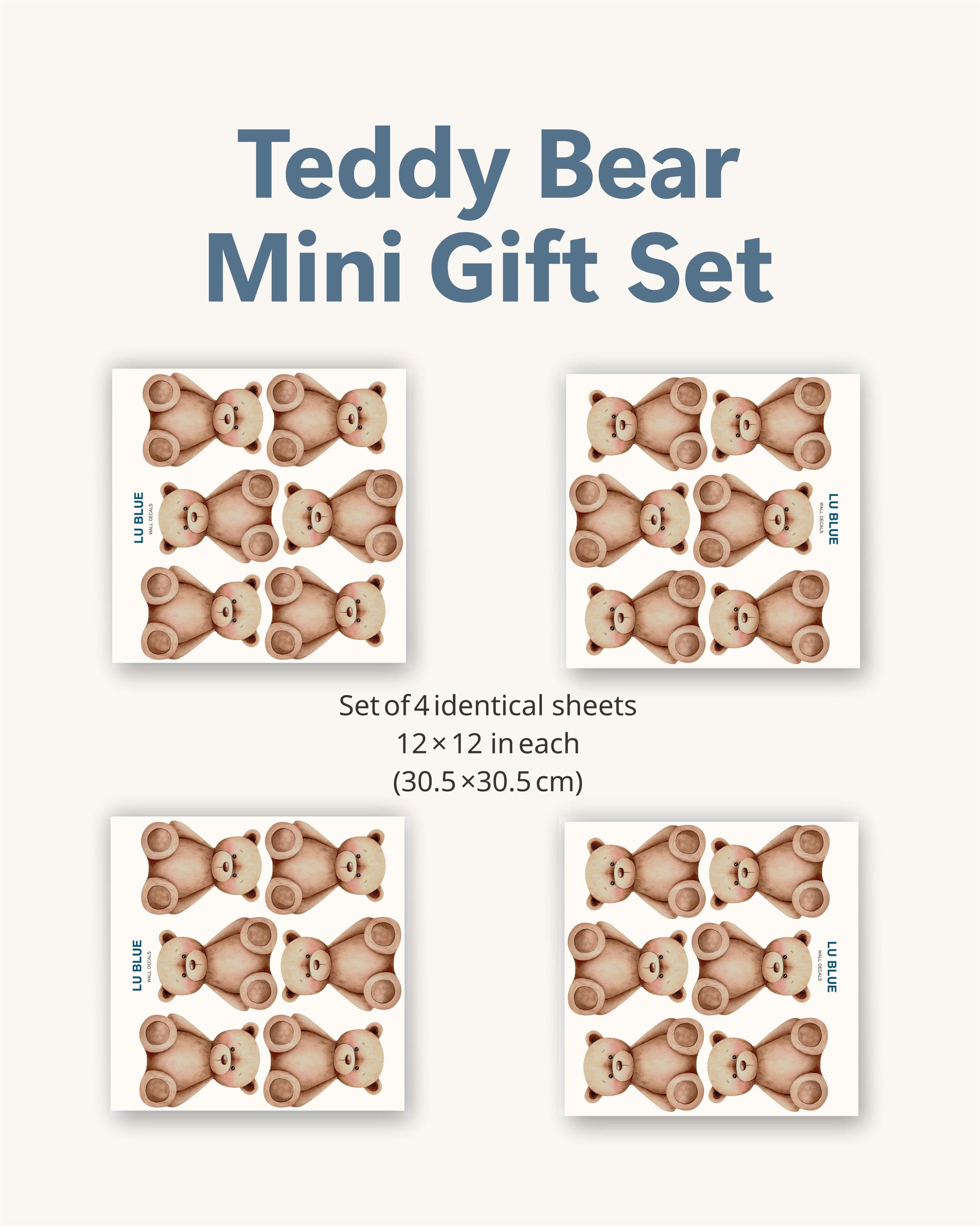 Teddy Bear Party Favors for Kids | Fabric Wall Decals Gift Set 4 | Nursery