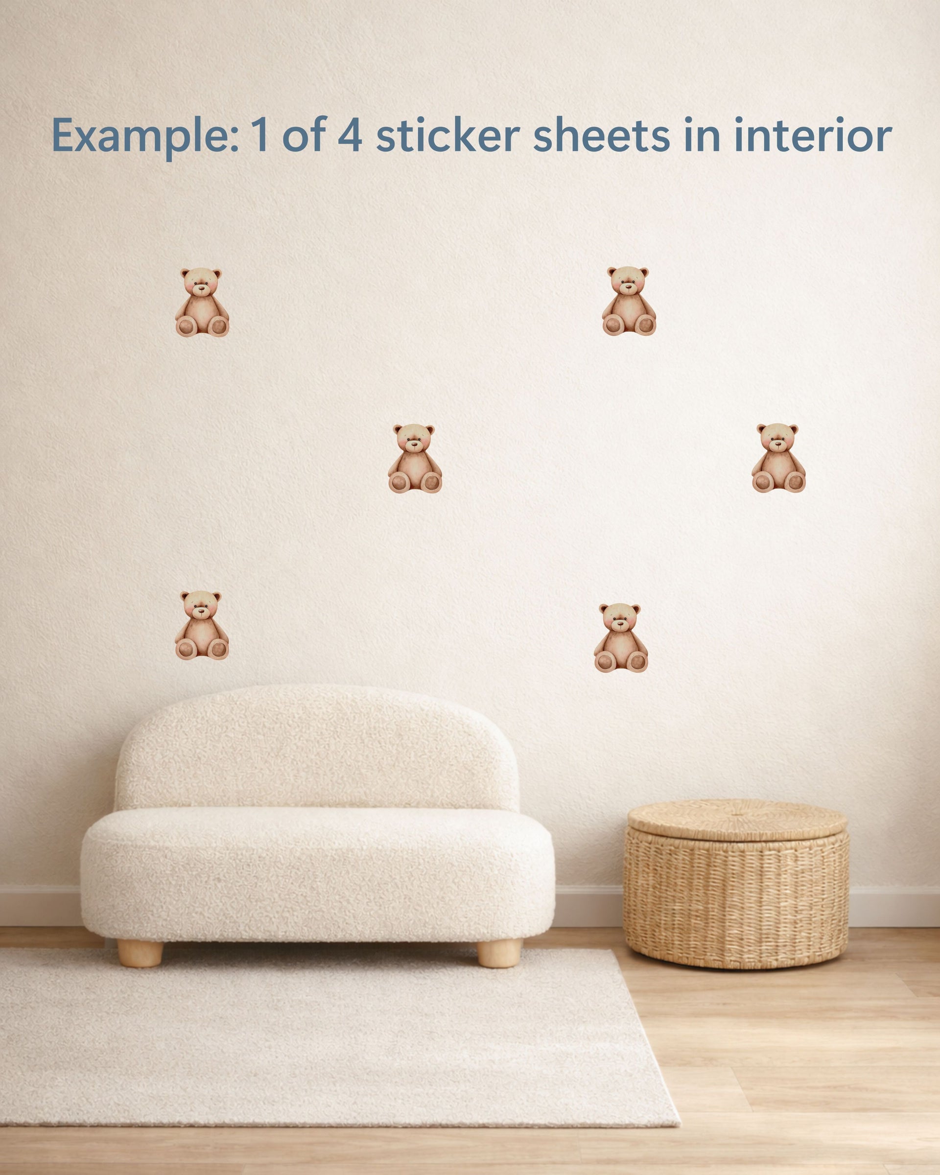 Teddy Bear Party Favors for Kids | Fabric Wall Decals Gift Set 4 | Nursery