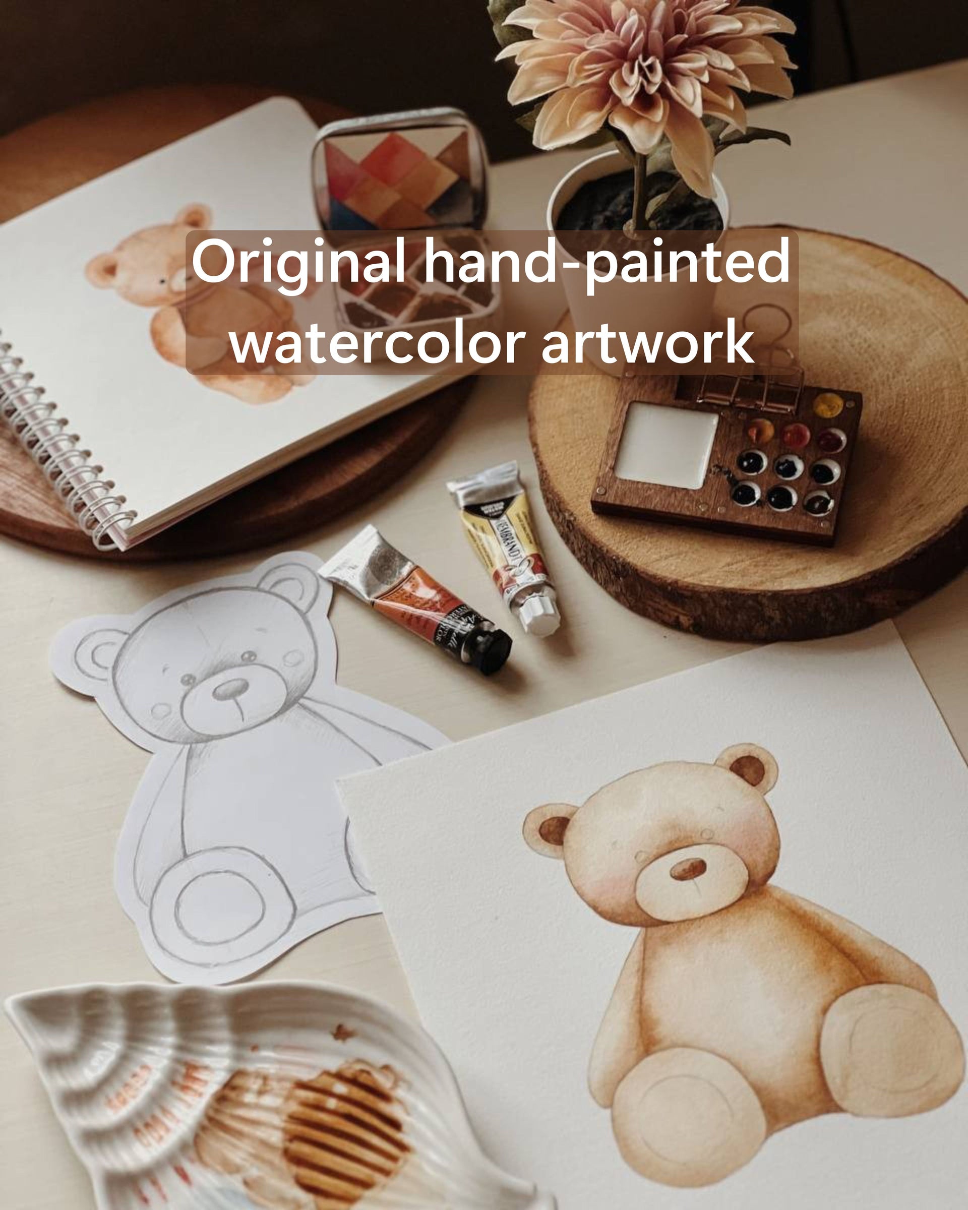 Teddy Bear Party Favors for Kids | Fabric Wall Decals Gift Set 4 | Nursery