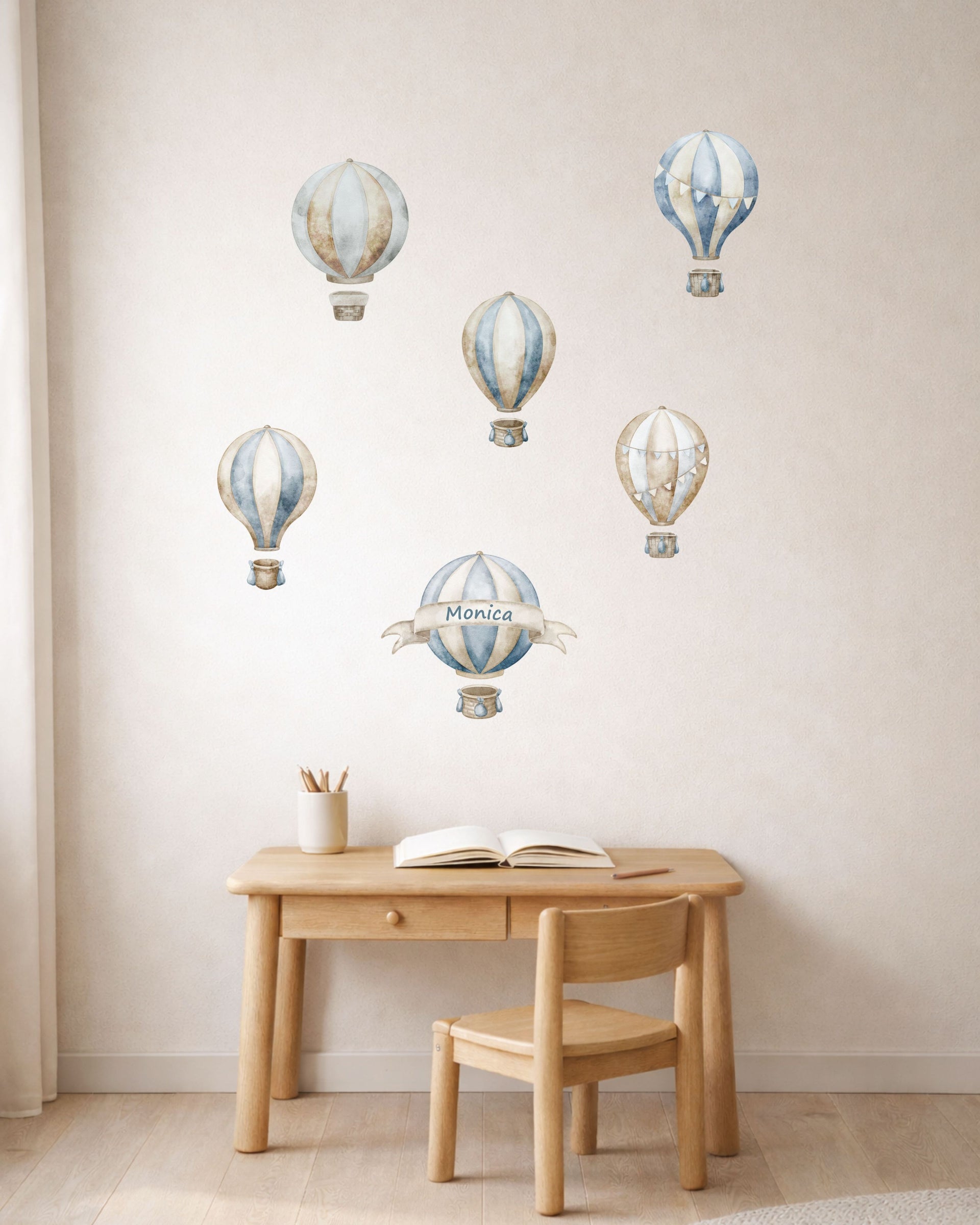 Hot Air Balloon Fabric Wall Decals for Nursery | Wall Stickers with Name Option