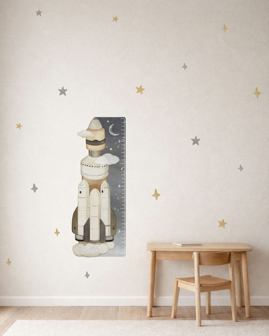 Rocket Growth Chart Fabric Wall Decals for Nursery | Space Wall Stickers with Name Option