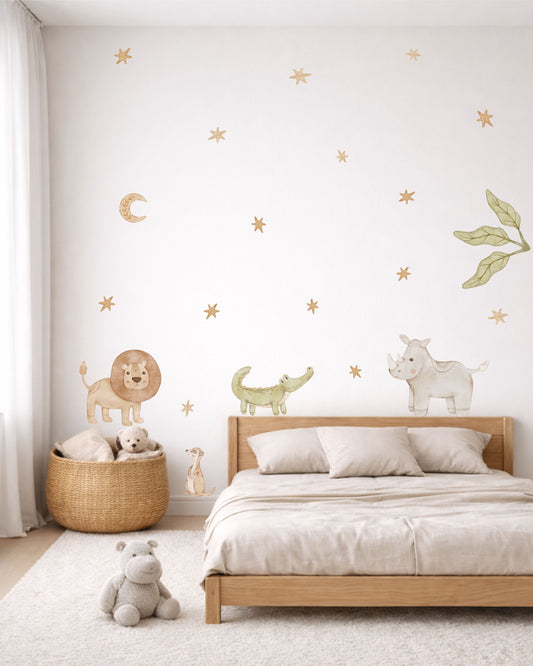 Safari Fabric Wall Decals for Kids – Lion, Crocodile, Meerkat & Rhino Wall Stickers
