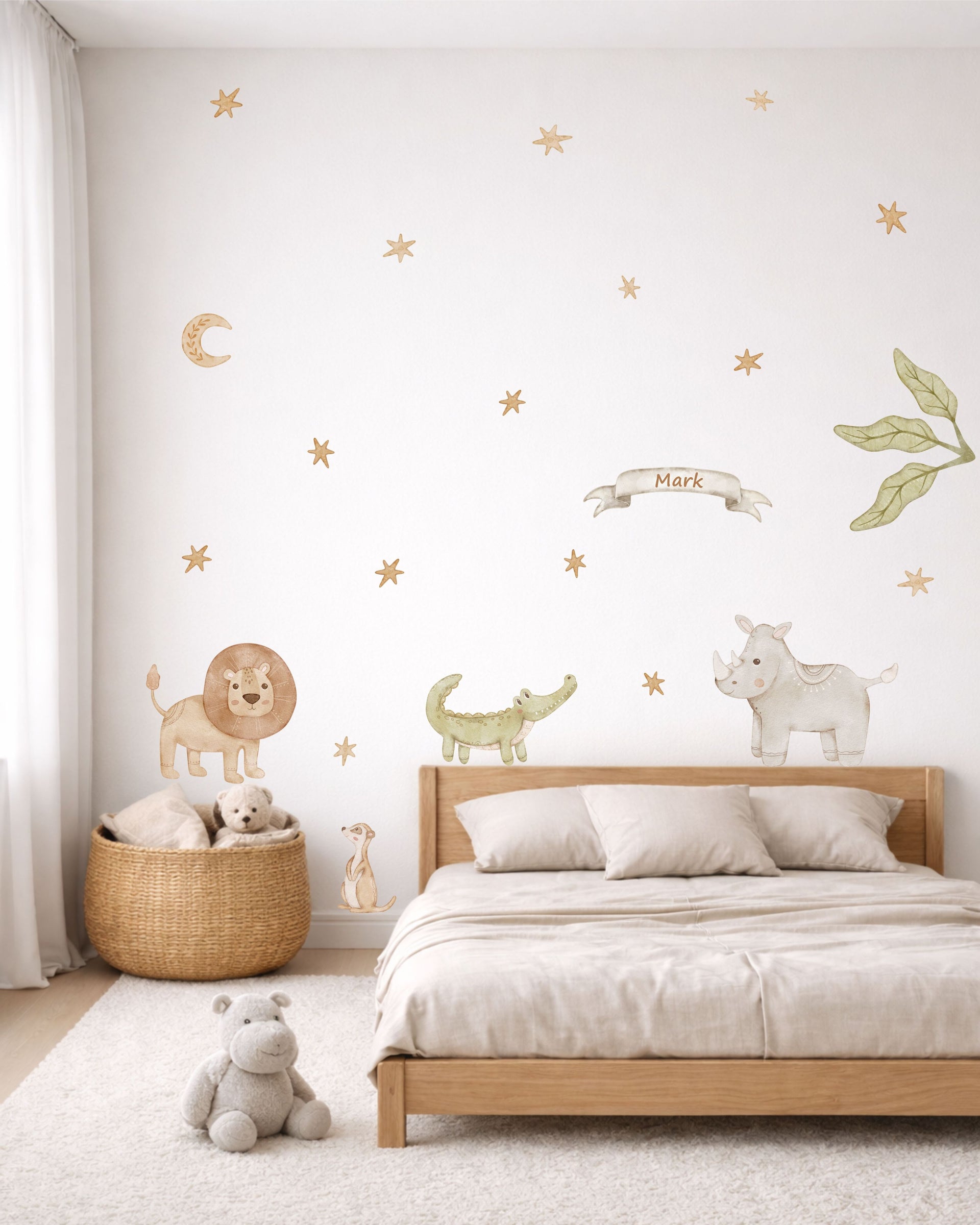 Safari Fabric Wall Decals for Kids – Lion, Crocodile, Meerkat & Rhino Wall Stickers