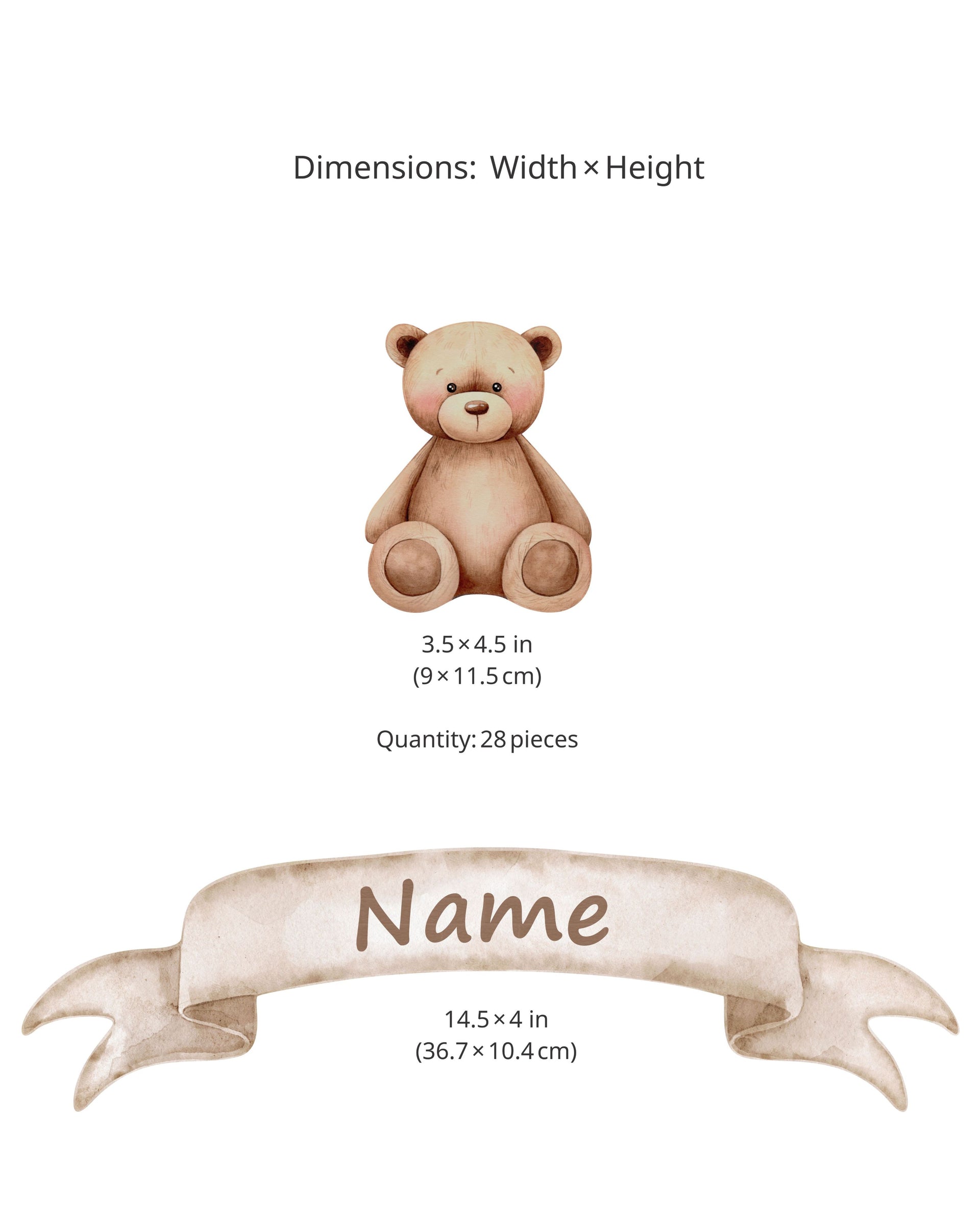 Teddy Bear Fabric Wall Decals for Nursery | Animal Wall Stickers with Name Option