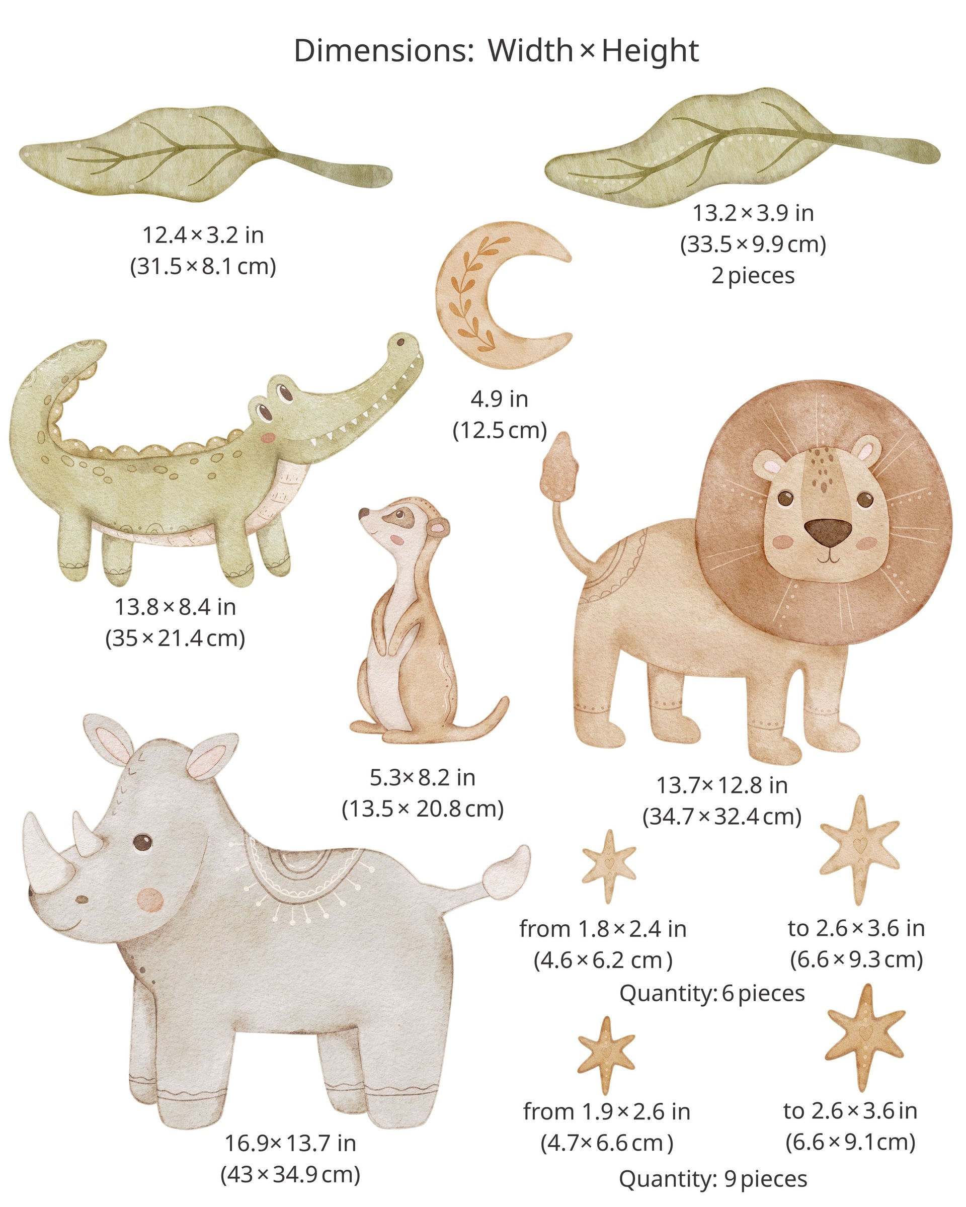 Safari Fabric Wall Decals for Kids – Lion, Crocodile, Meerkat & Rhino Wall Stickers