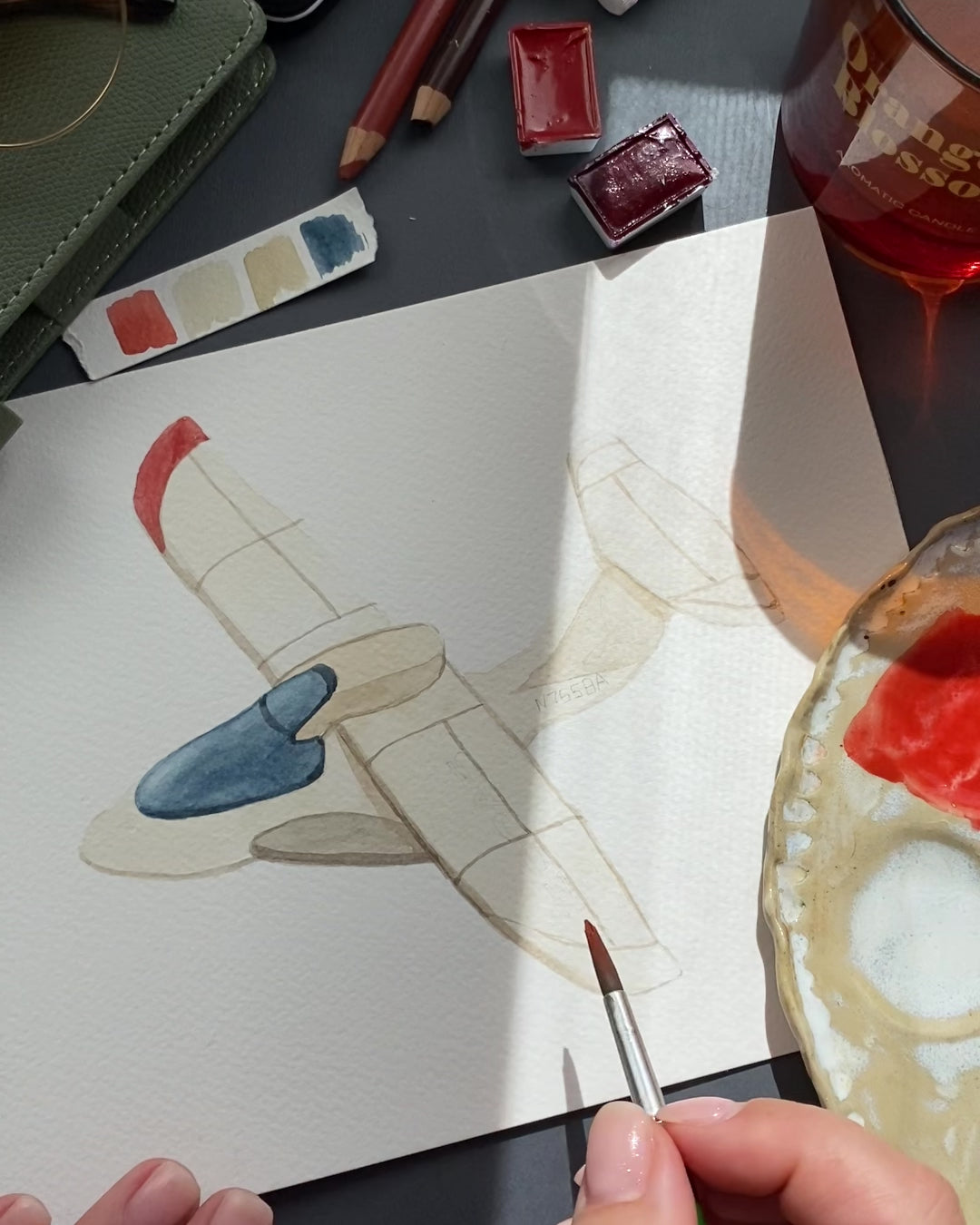 Airplane & Stars Fabric Wall Decals: Watercolor Nursery Decor, Reusable