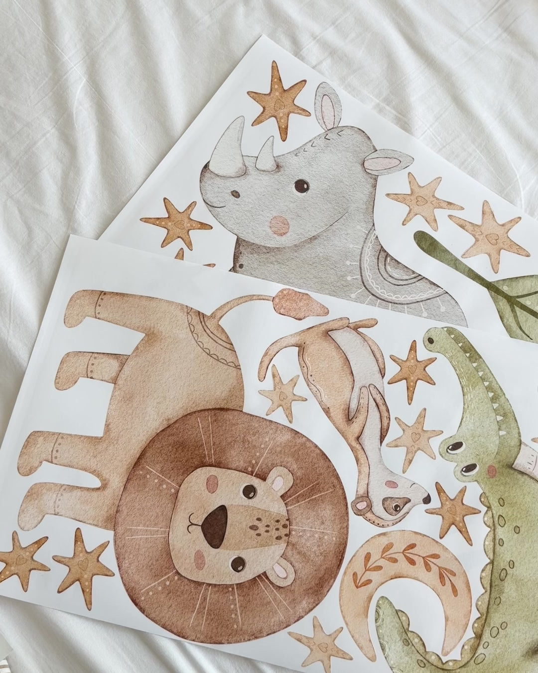 Safari Fabric Wall Decals for Kids – Lion, Crocodile, Meerkat & Rhino Wall Stickers