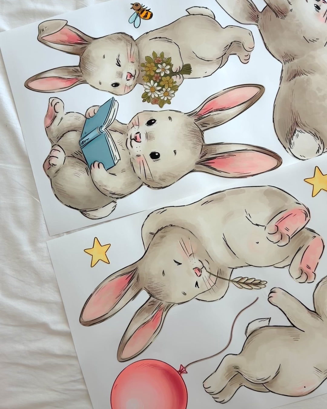 Bunny Friends Fabric Wall Decals